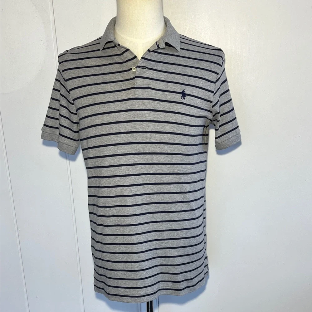 Polo Ralph Lauren Classic Fit Grey w/Navy Stripes S/S Soft Shirt Men's Small